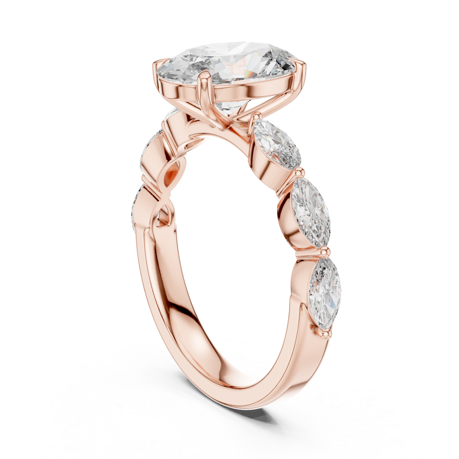  Rose Gold Infinite Embrace Marquise Accent Ring Left View