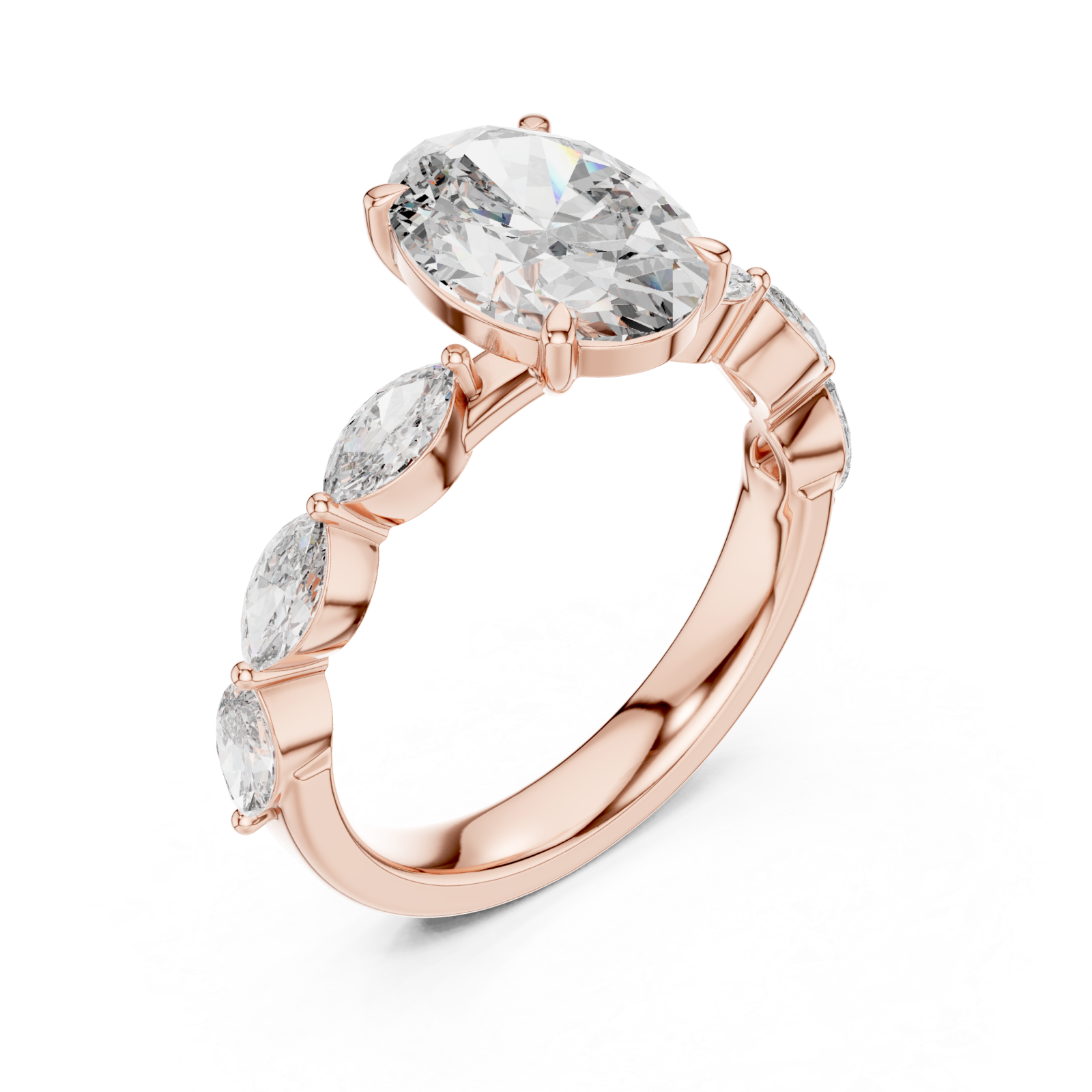  Rose Gold Infinite Embrace Marquise Accent Ring Right View