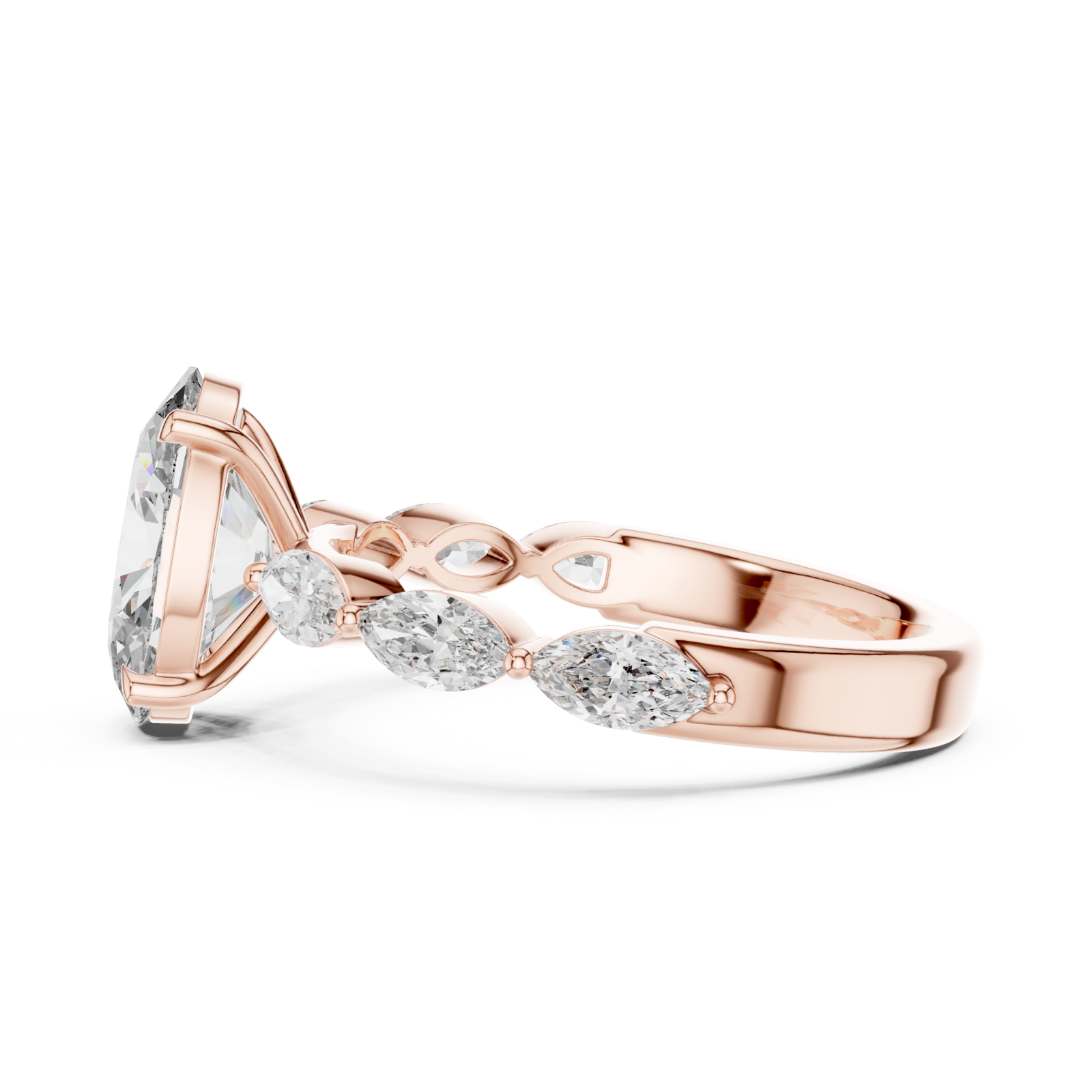  Rose Gold Infinite Embrace Marquise Accent Ring Side View