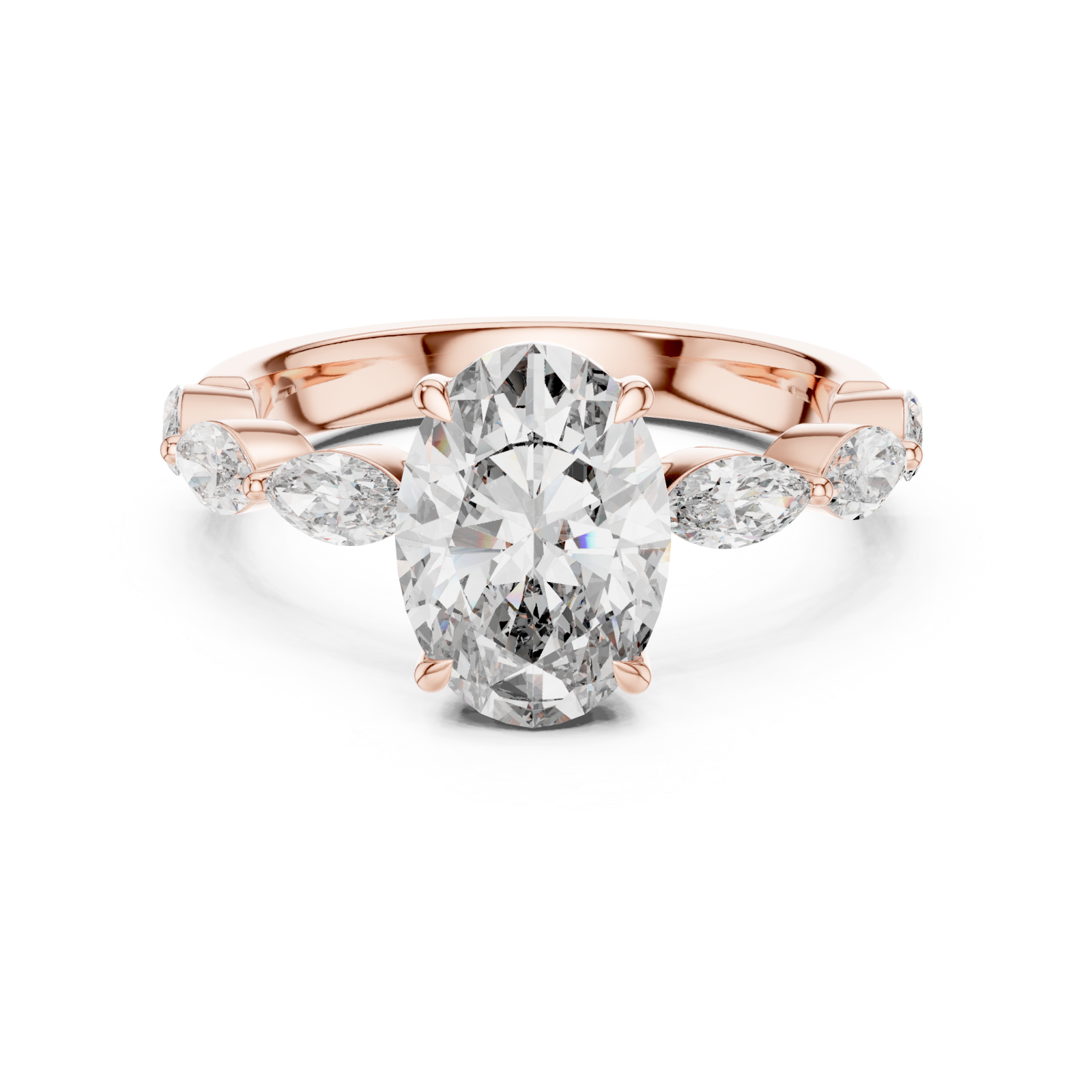  Rose Gold Infinite Embrace Marquise Accent Ring Front View