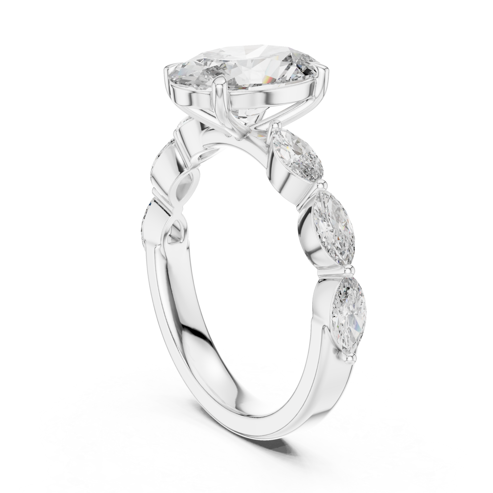  White Gold Infinite Embrace Marquise Accent Ring Left View