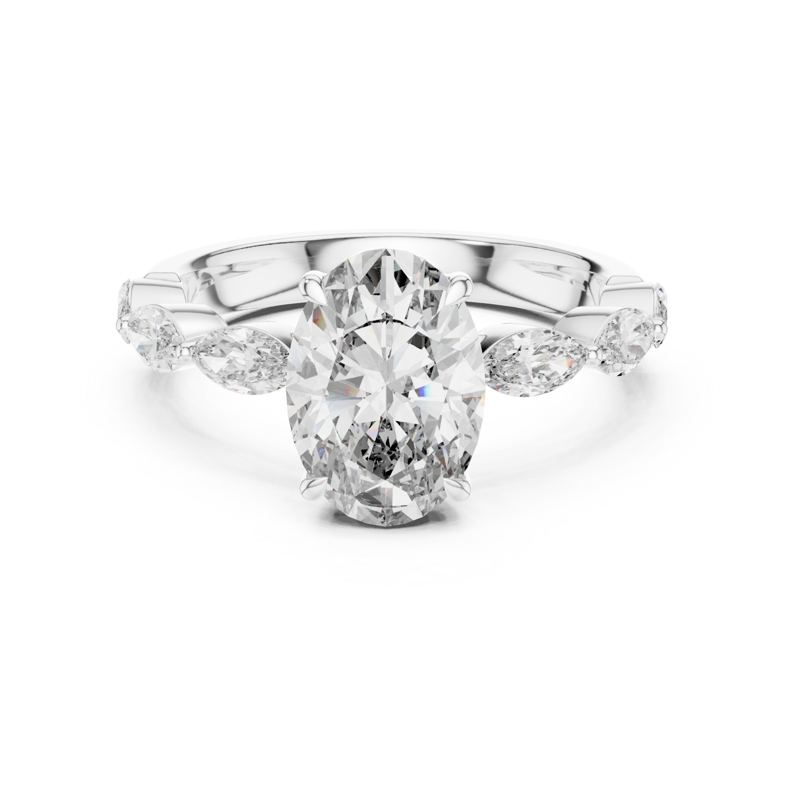  White Gold Infinite Embrace Marquise Accent Ring Front View