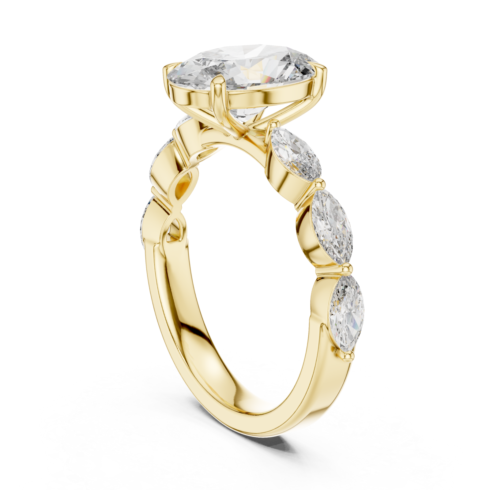  Gold Infinite Embrace Marquise Accent Ring Left View