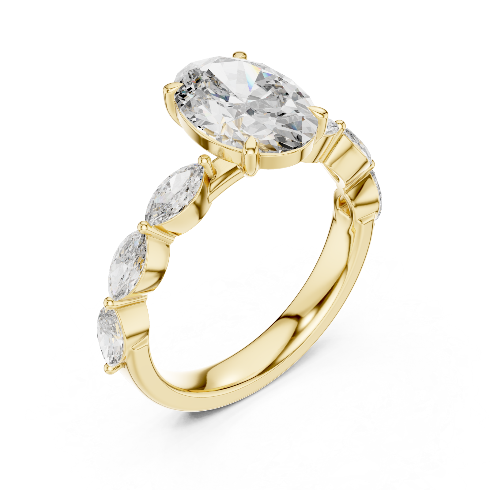 Gold Infinite Embrace Marquise Accent Ring Right View