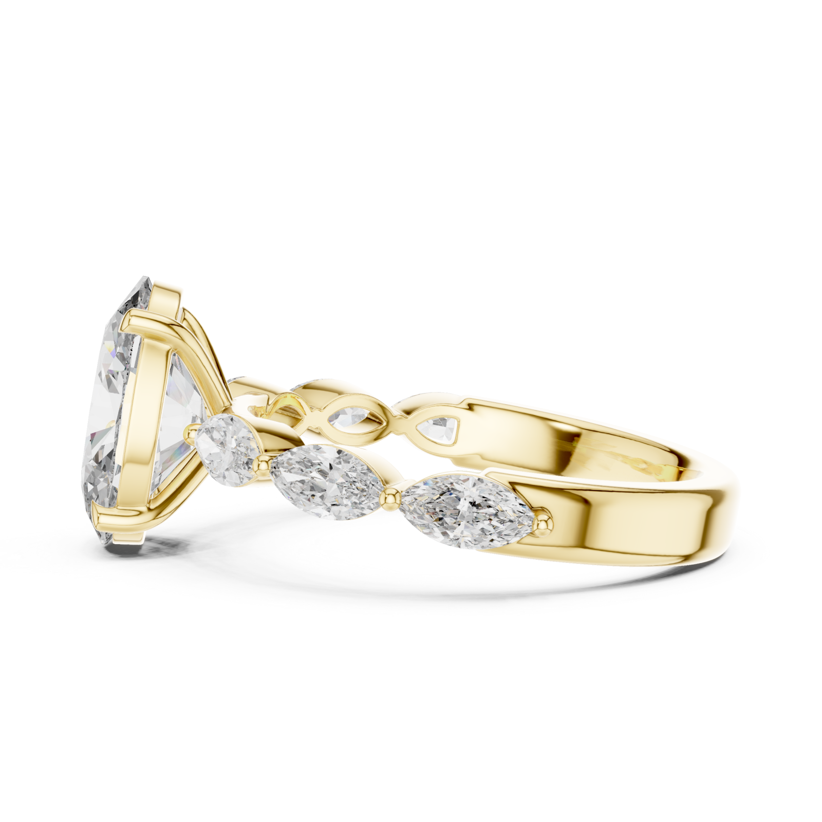  Gold Infinite Embrace Marquise Accent Ring Side View