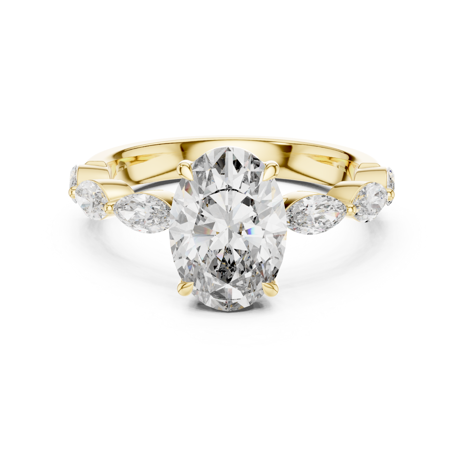  Gold Infinite Embrace Marquise Accent Ring Front View