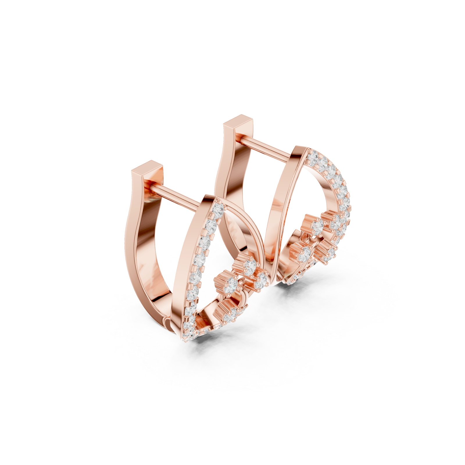  Rose Gold Elegant Harmony Cluster Earrings Left View