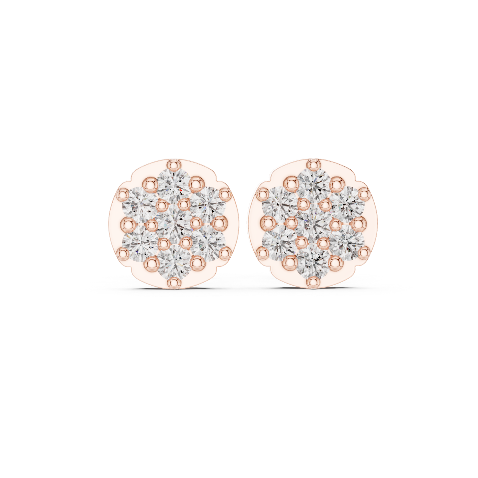  Rose Gold Elegant Harmony Cluster Earrings Front View