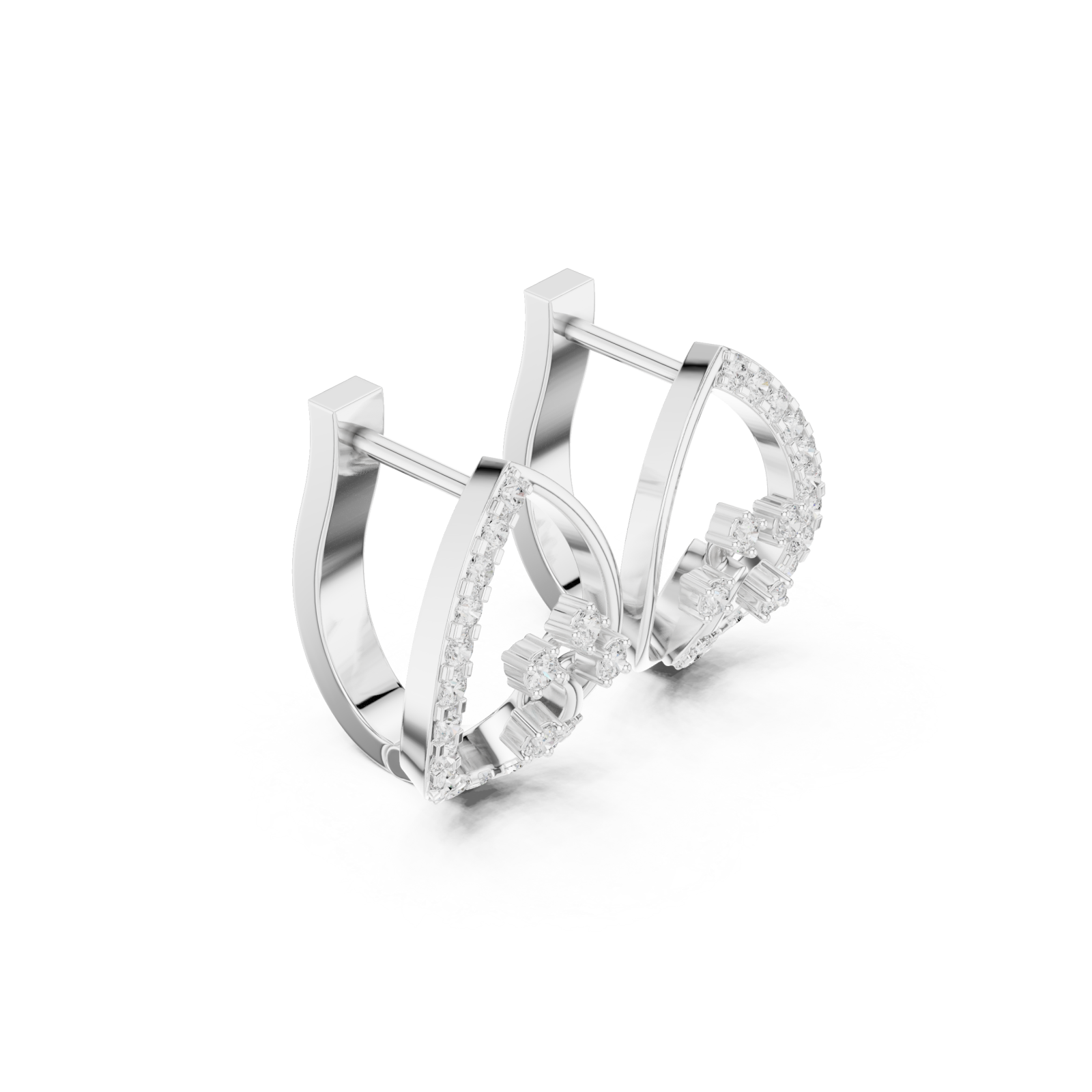  White Gold Elegant Harmony Cluster Earrings Left View