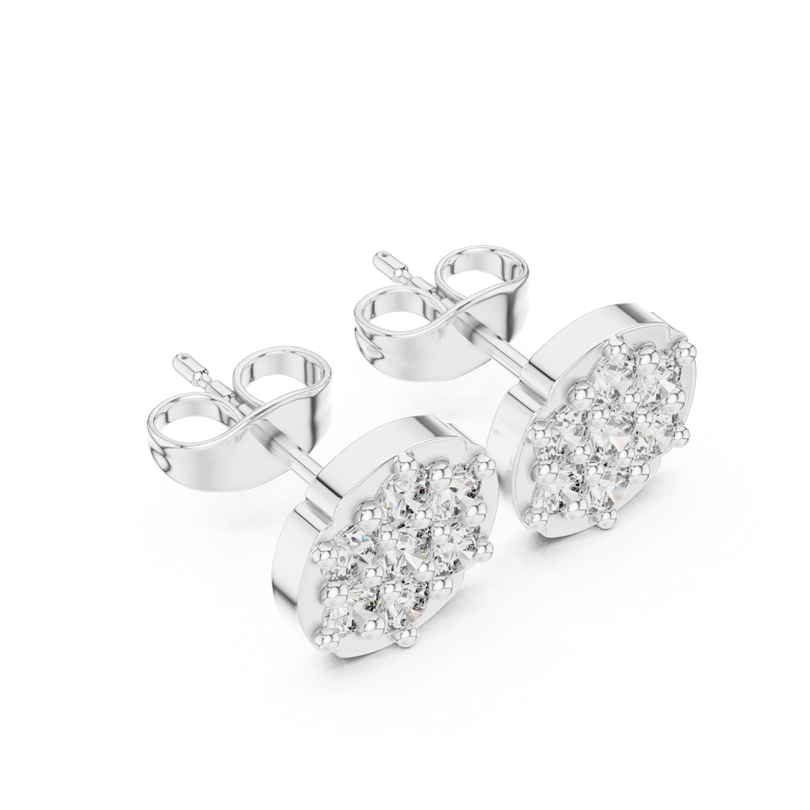  White Gold Elegant Harmony Cluster Earrings Right View