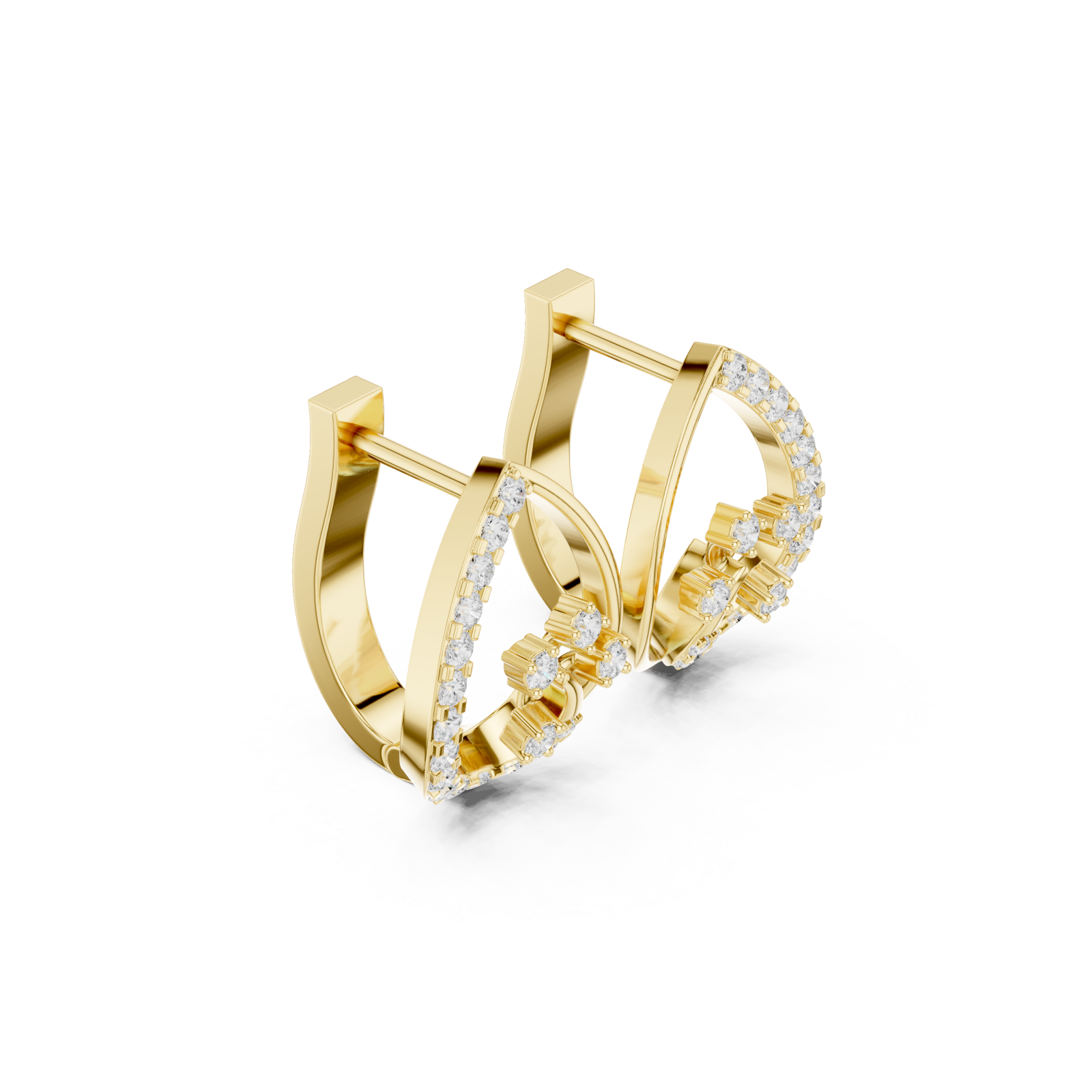  Gold Elegant Harmony Cluster Earrings Left View