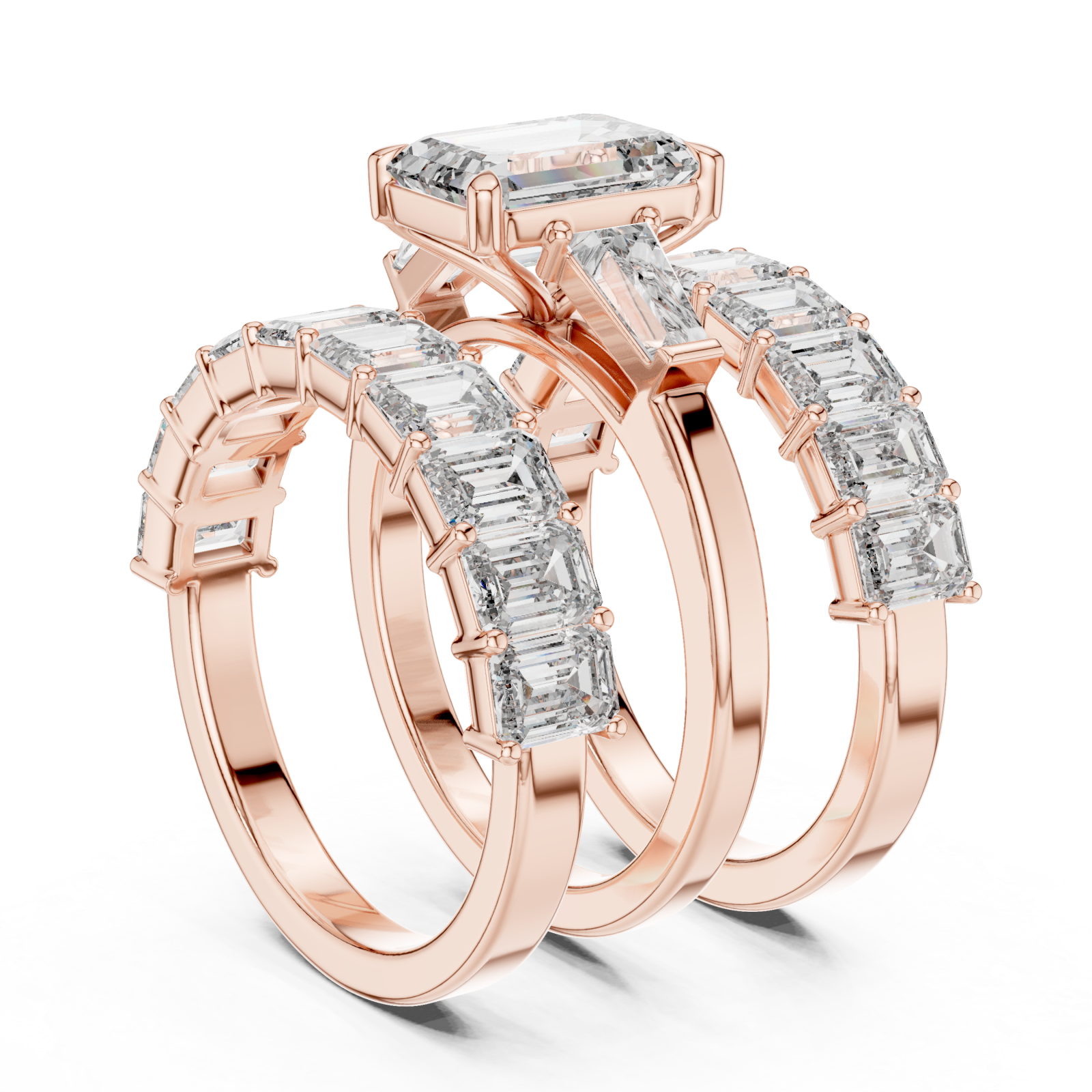  Rose Gold Imperial Geometry Majesty Band Set Left View