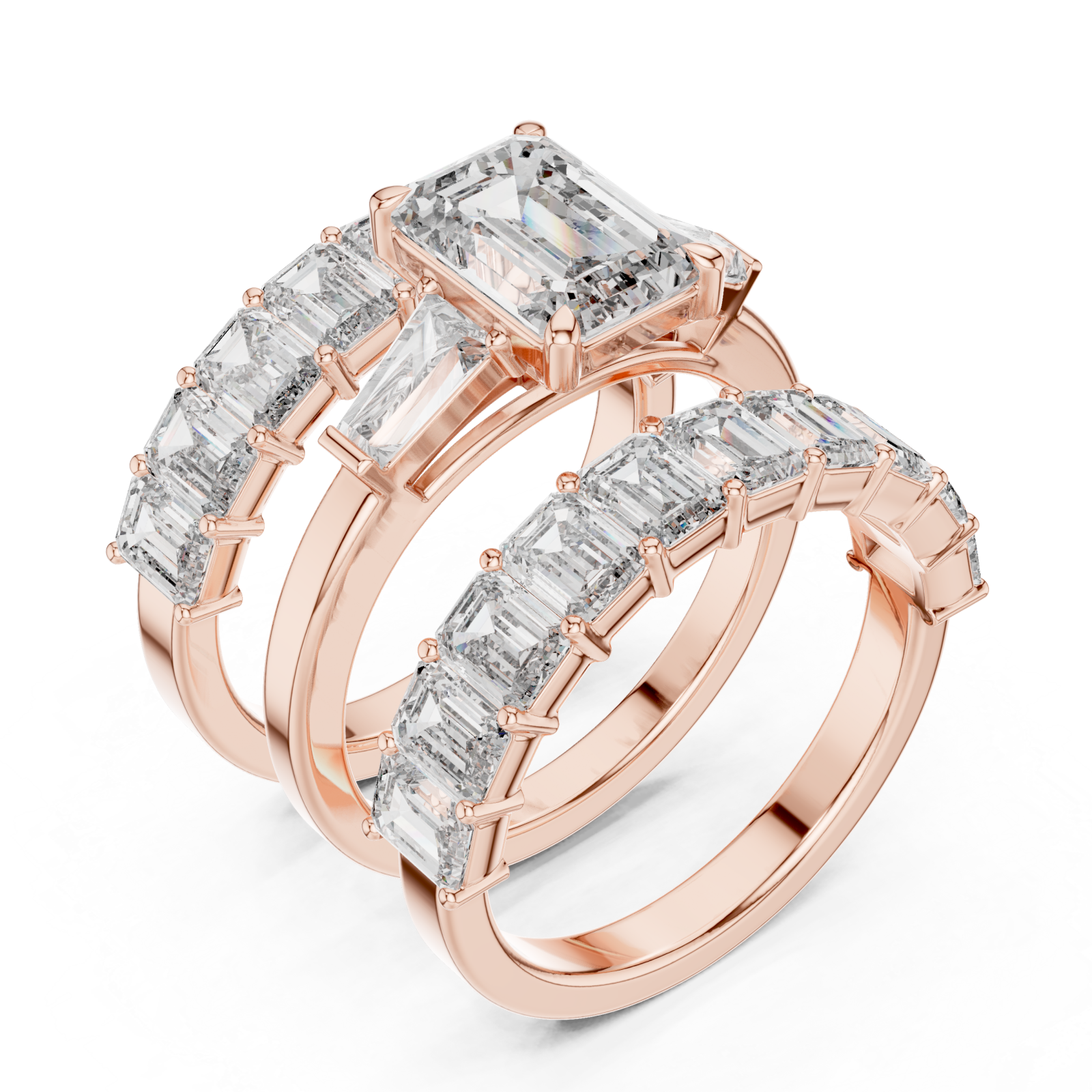  Rose Gold Imperial Geometry Majesty Band Set Right View