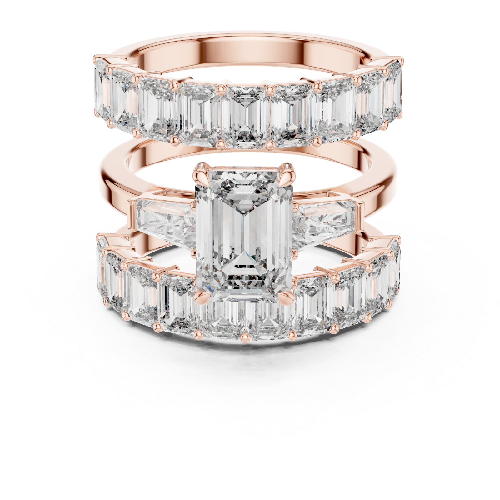  Rose Gold Imperial Geometry Majesty Band Set Front View