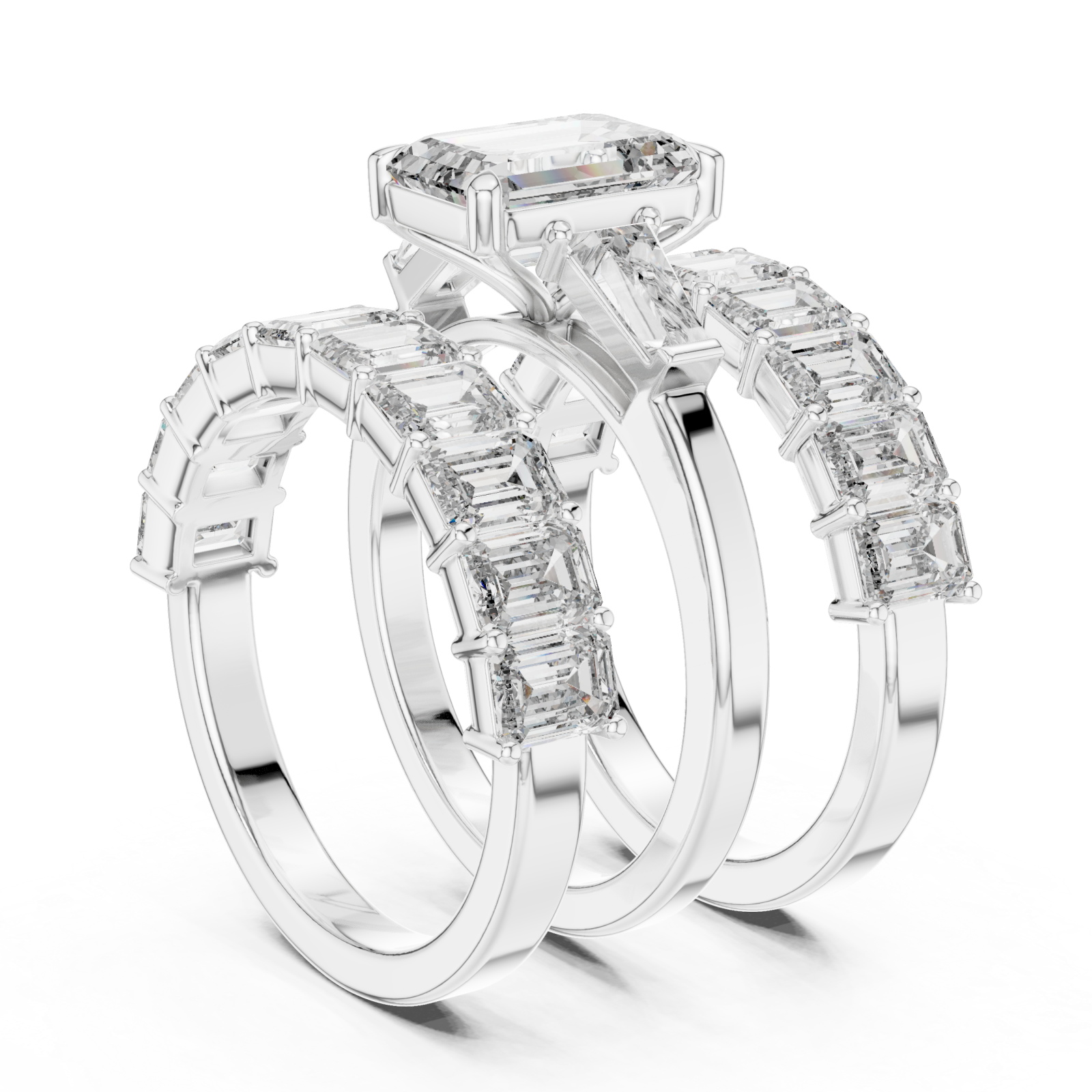  White Gold Imperial Geometry Majesty Band Set Left View