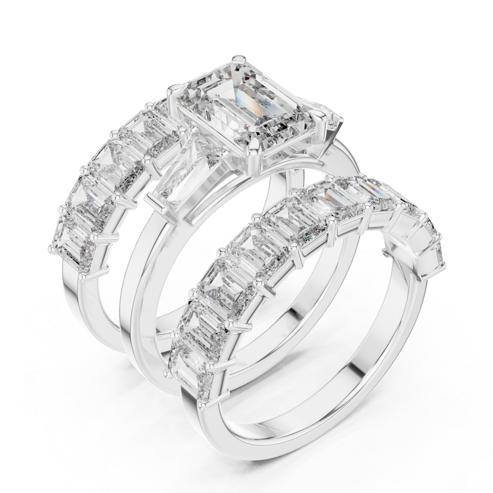  White Gold Imperial Geometry Majesty Band Set Right View