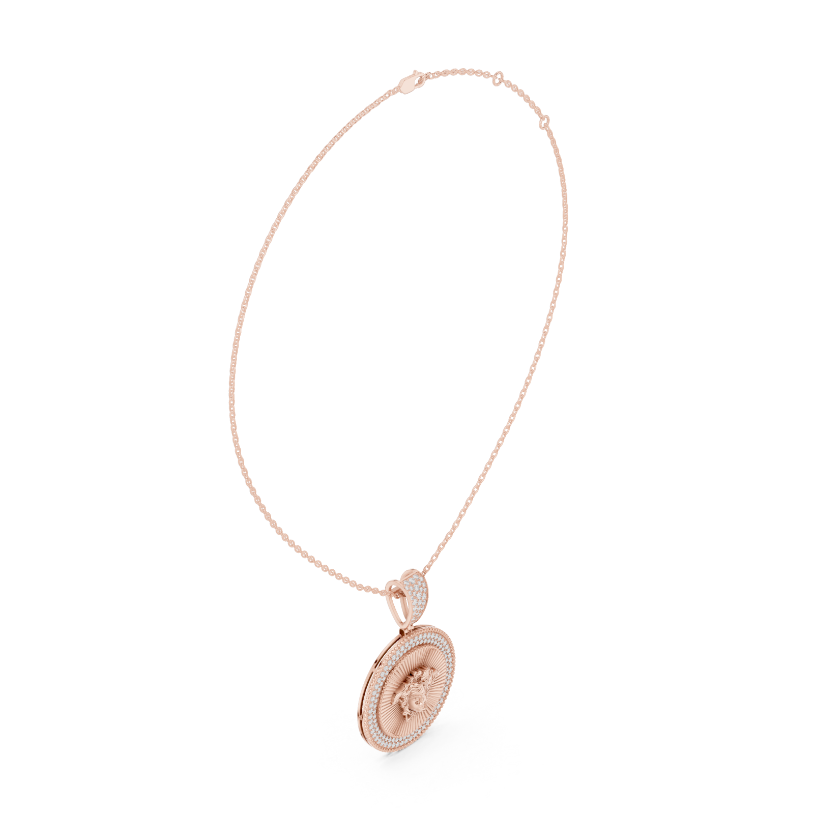  Rose Gold Starlit Ember Medallion Pendant Left View