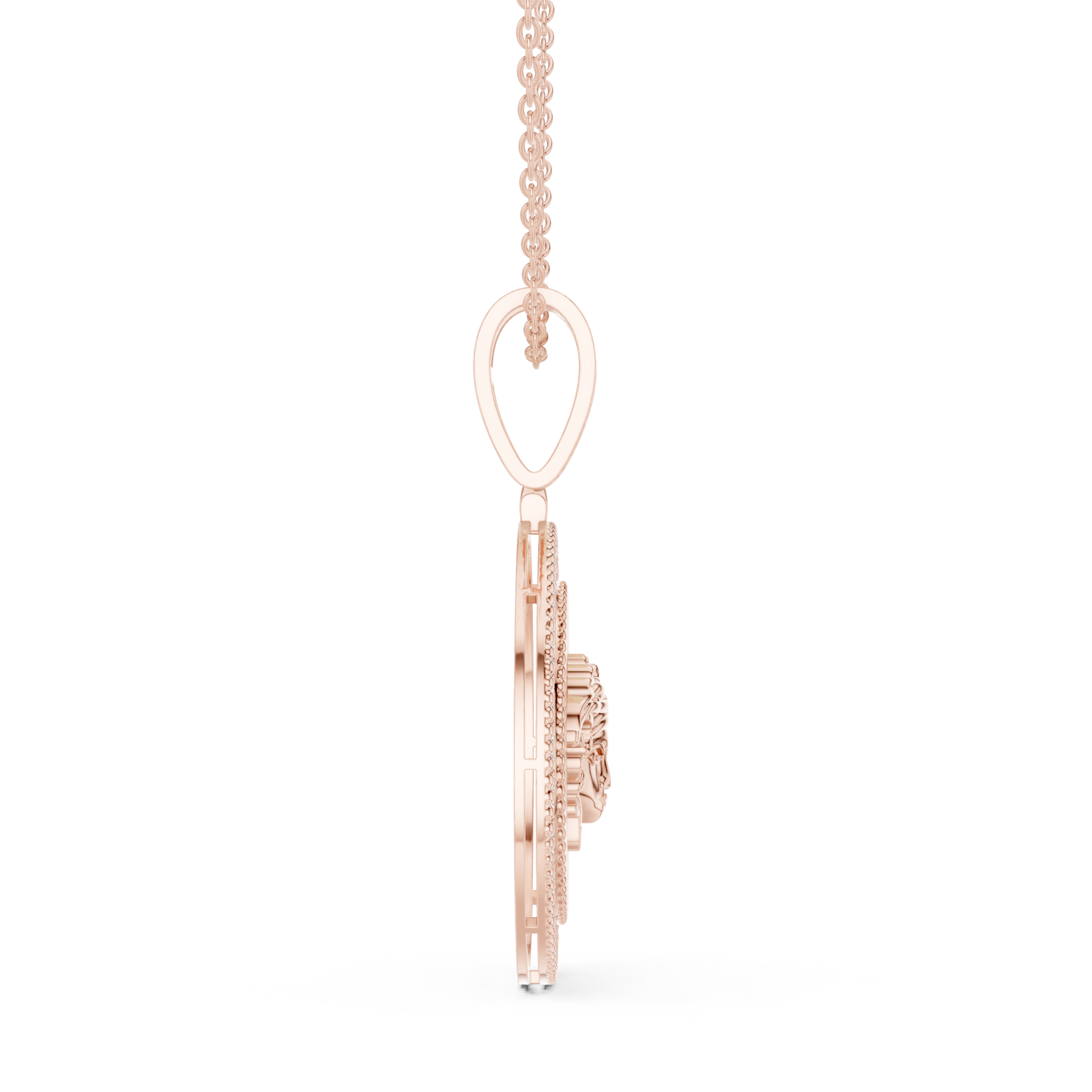  Rose Gold Starlit Ember Medallion Pendant Side View