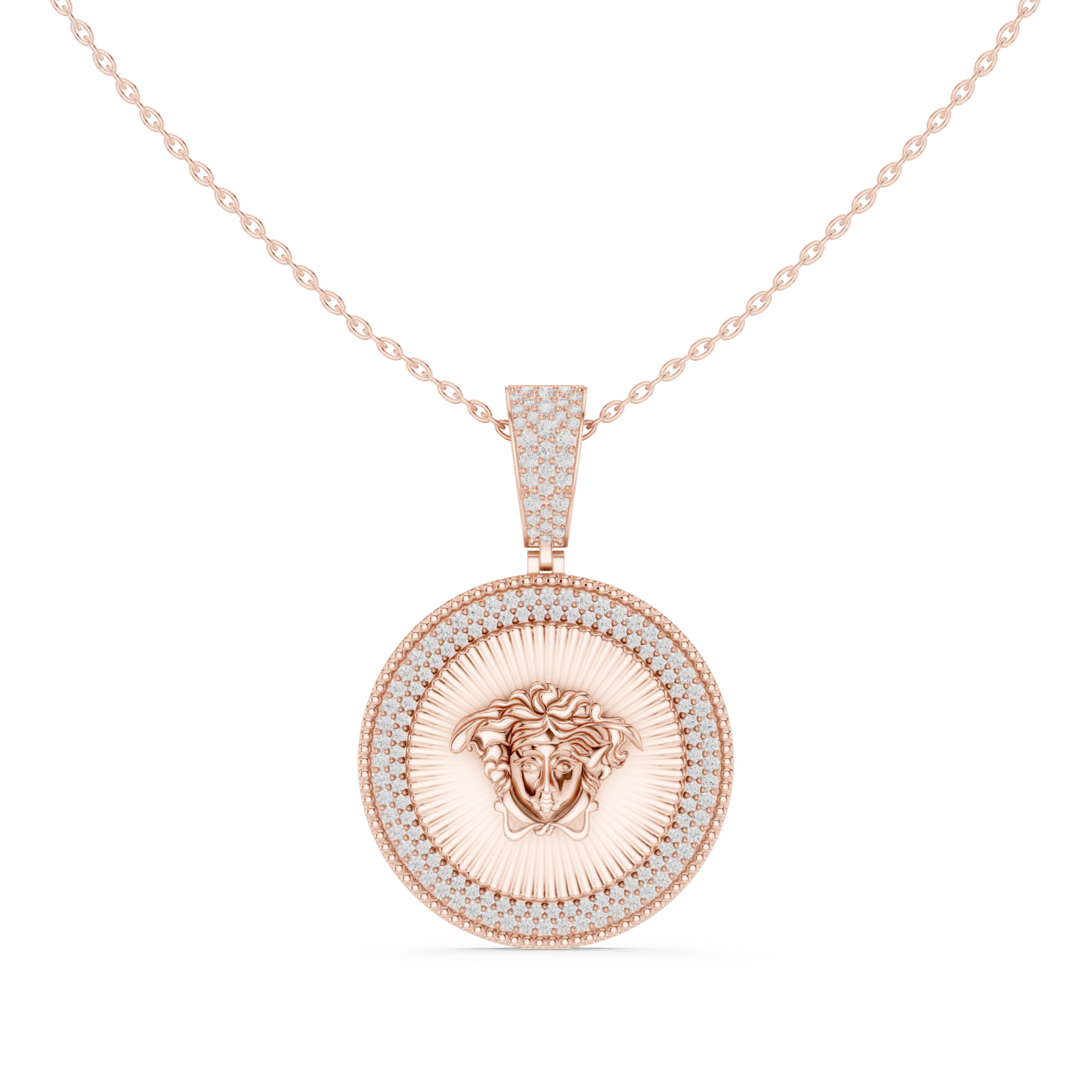  Rose Gold Starlit Ember Medallion Pendant Front View