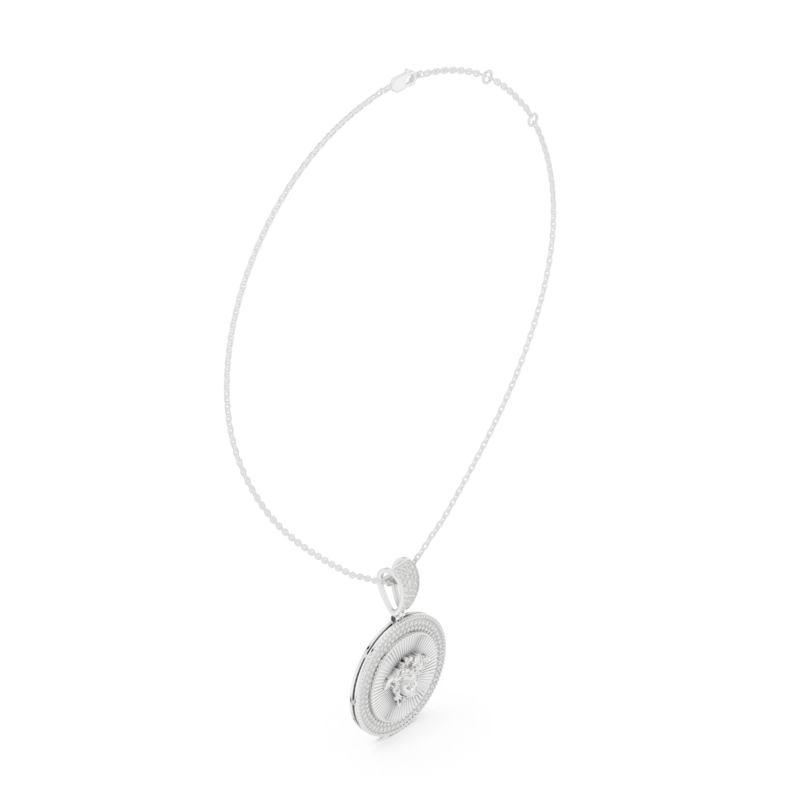  White Gold Starlit Ember Medallion Pendant Left View