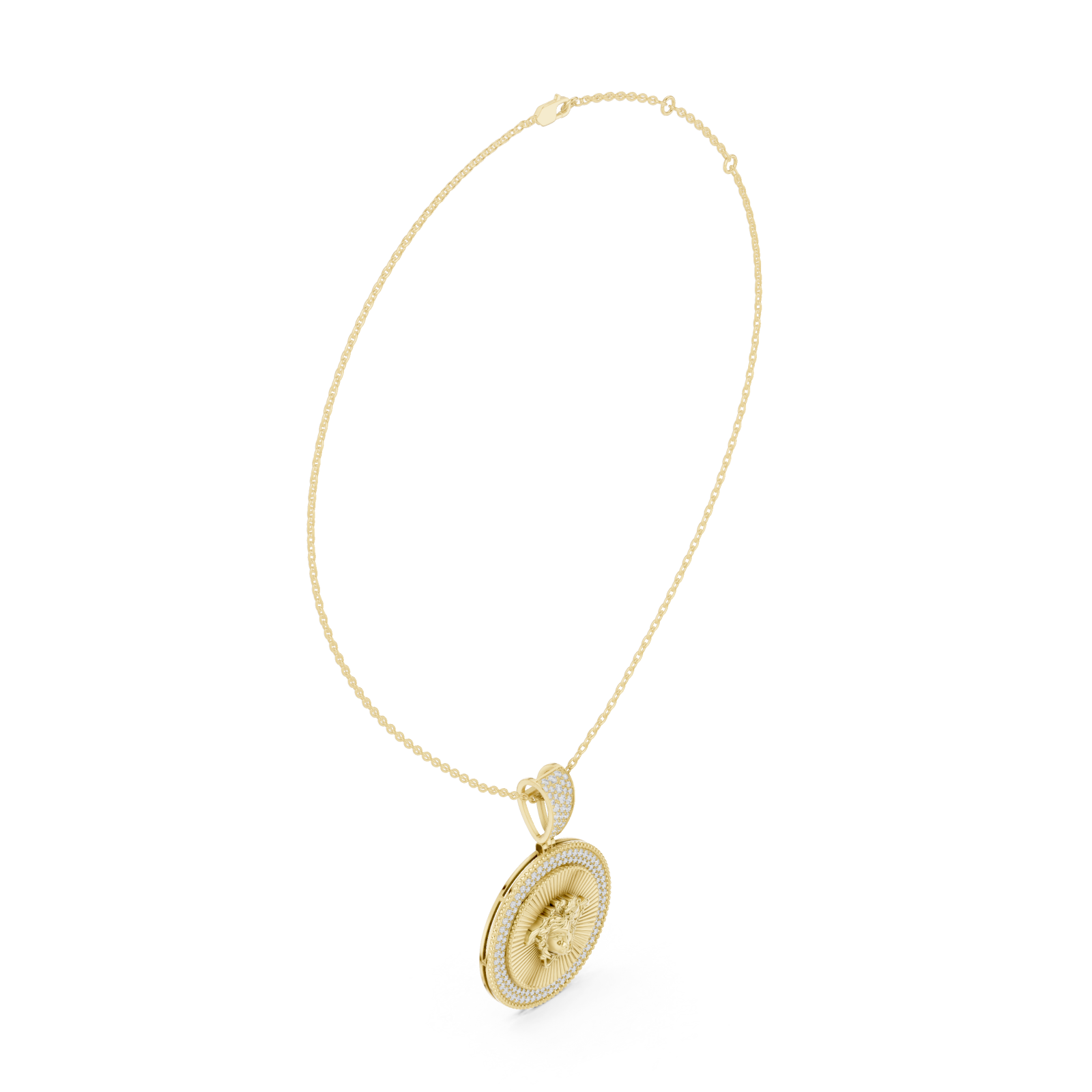  Gold Starlit Ember Medallion Pendant Left View