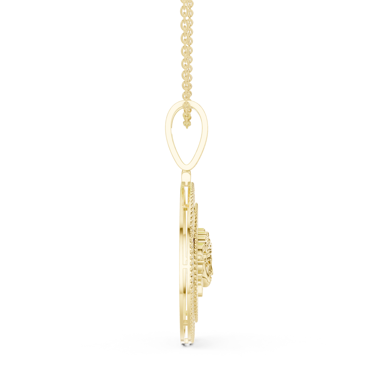  Gold Starlit Ember Medallion Pendant Side View