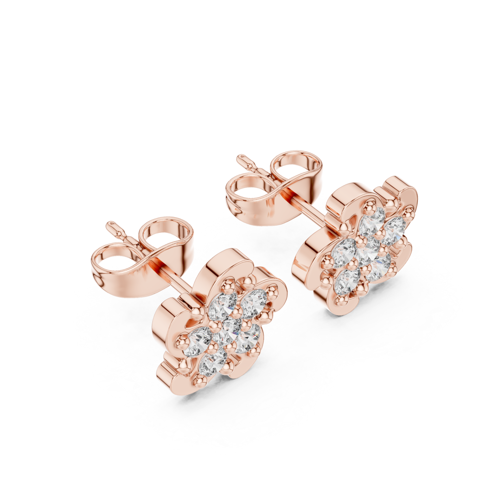  Rose Gold Embrace of Spring Floral Earrings Right View