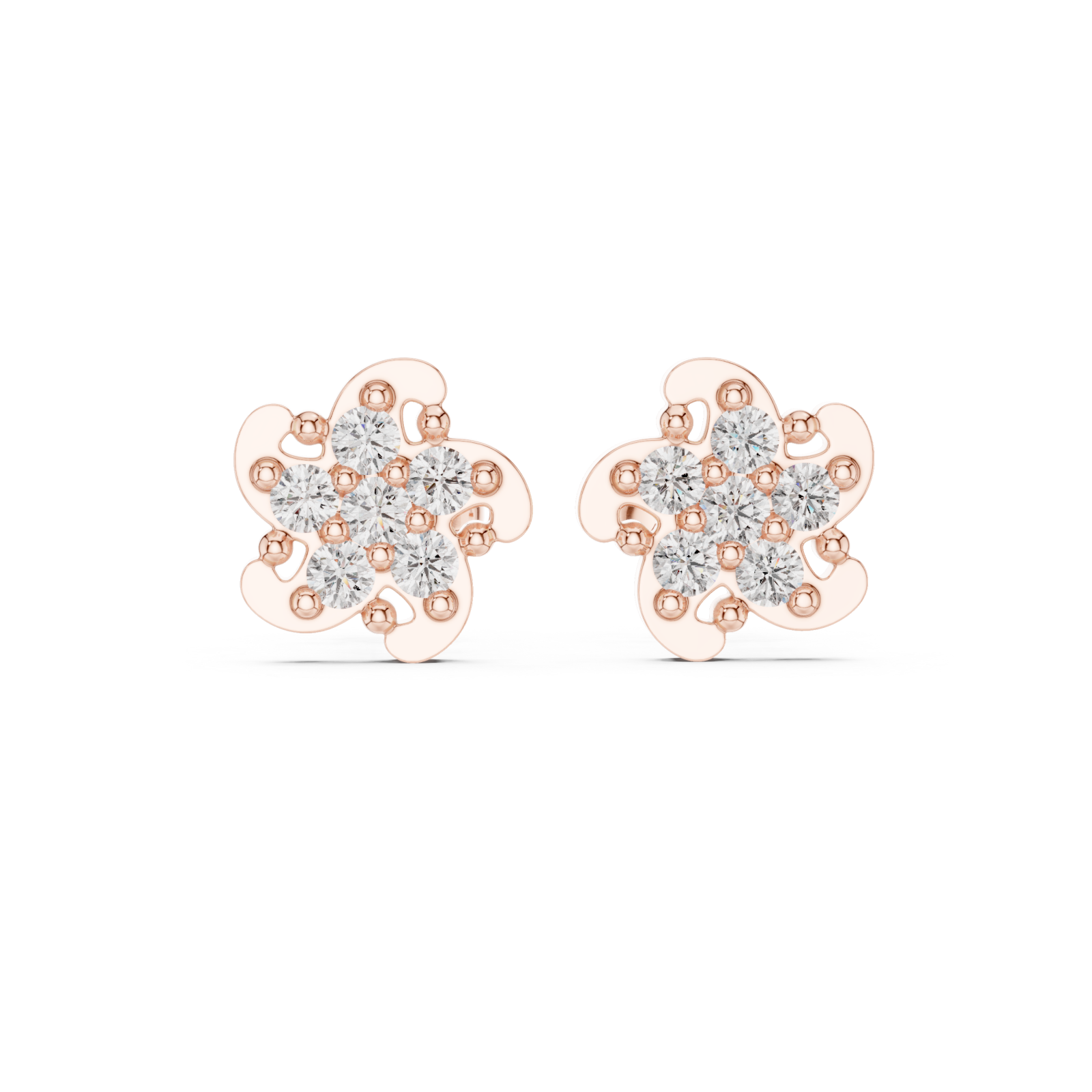  Rose Gold Embrace of Spring Floral Earrings Front View