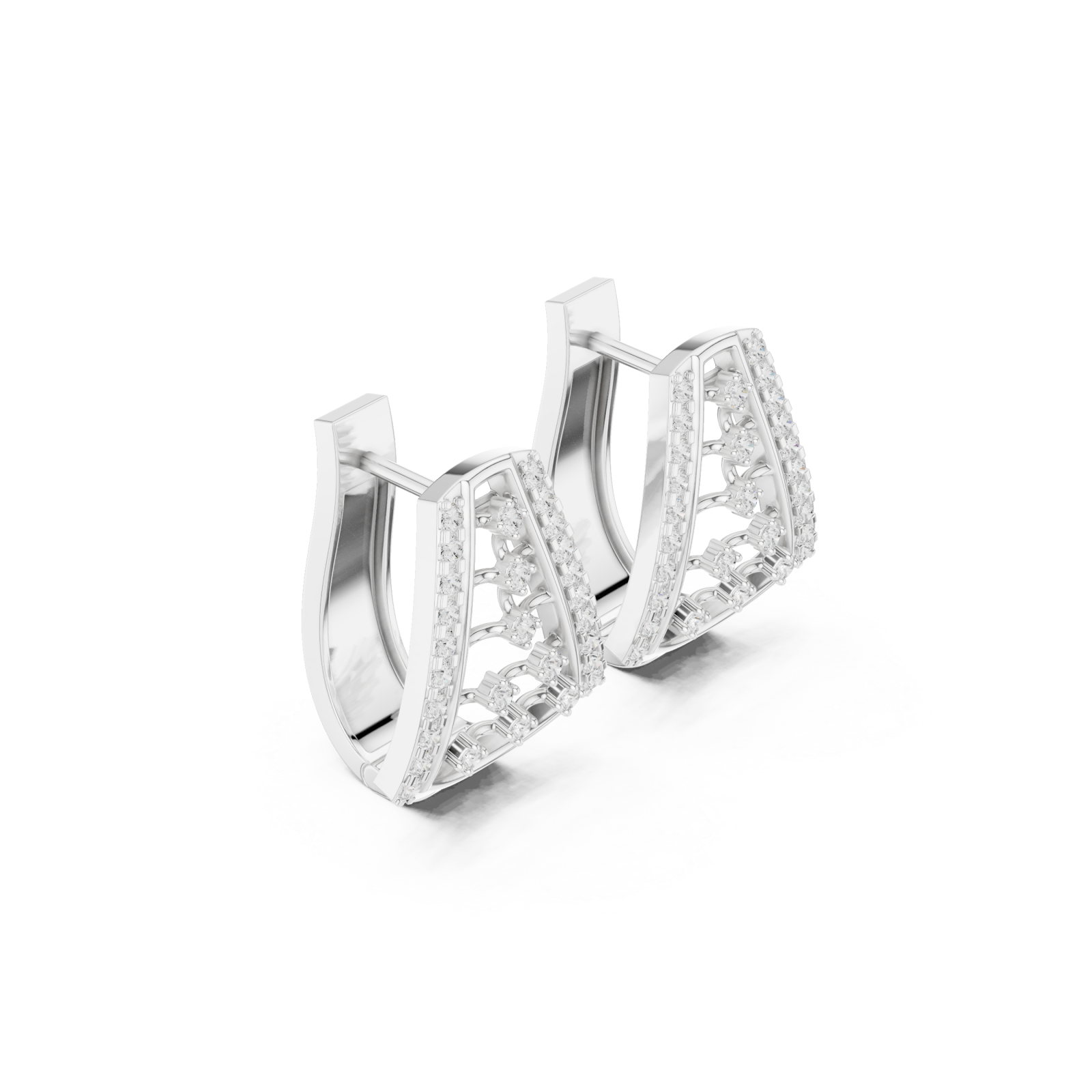  White Gold Embrace of Spring Floral Earrings Left View