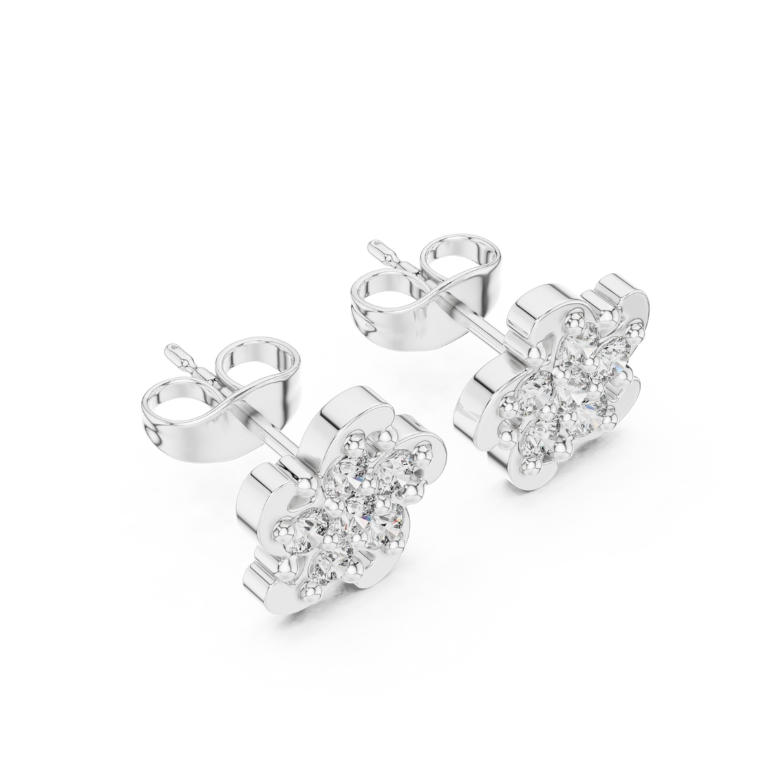 White Gold Embrace of Spring Floral Earrings Right View
