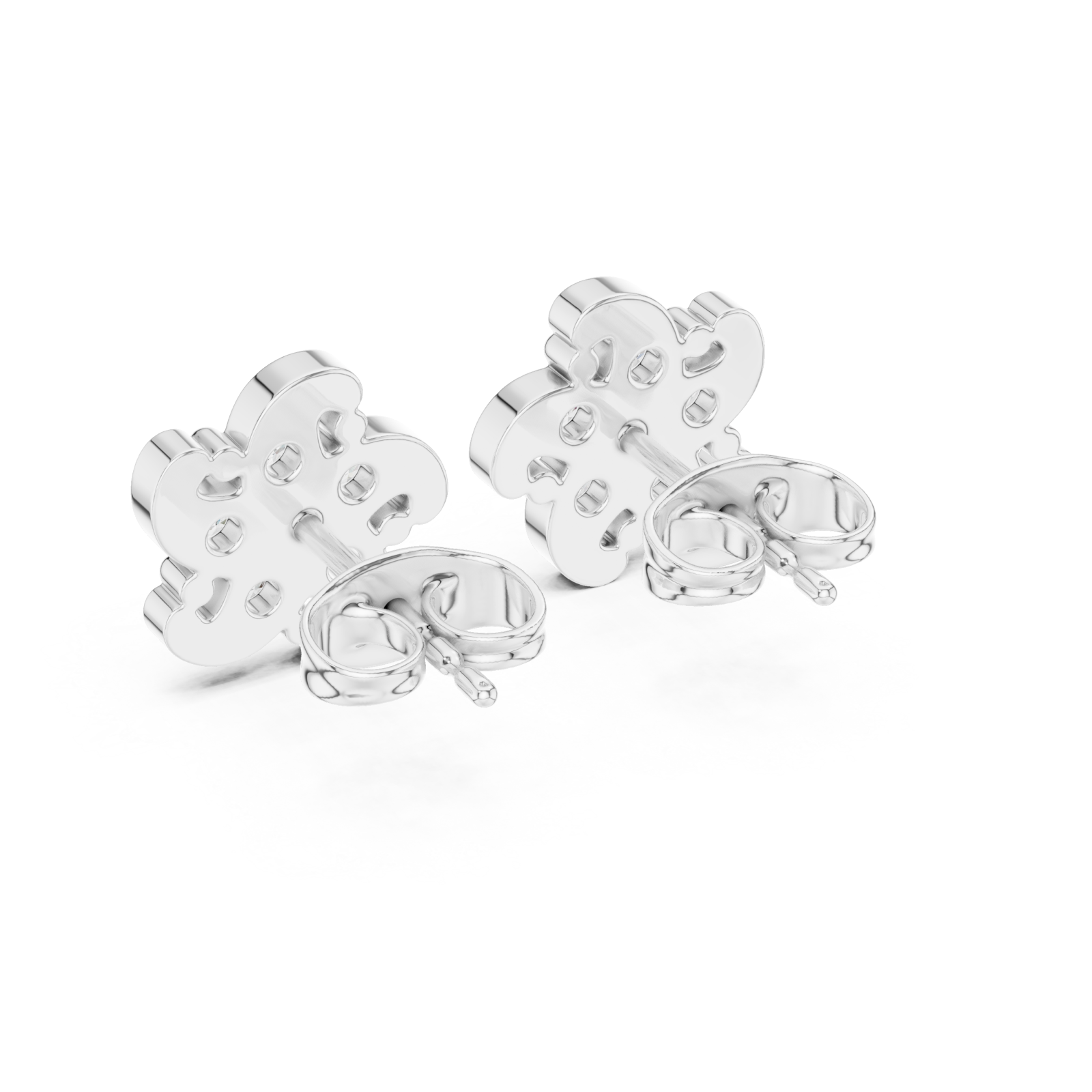  White Gold Embrace of Spring Floral Earrings Side View