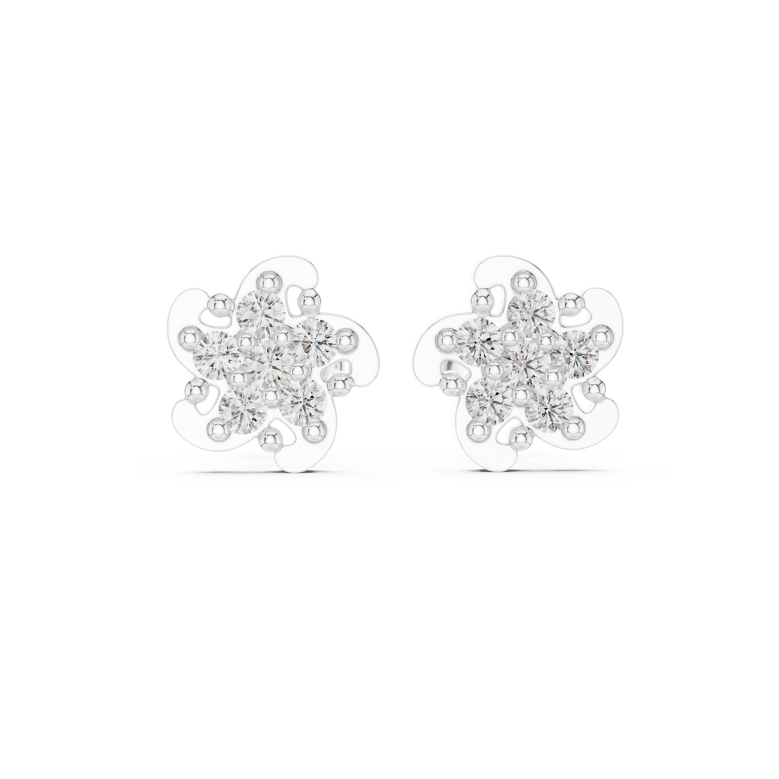  White Gold Embrace of Spring Floral Earrings Right View
