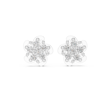  White Gold Embrace of Spring Floral Earrings Front View