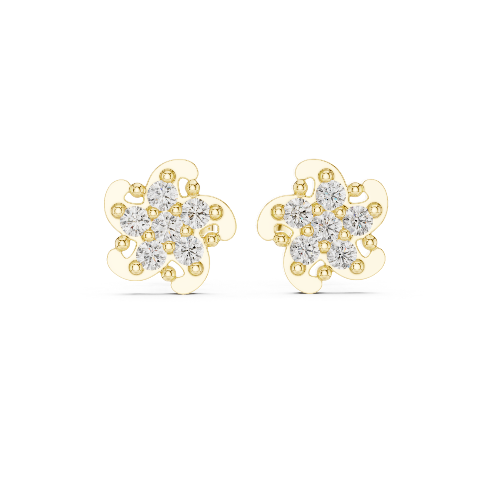  Gold Embrace of Spring Floral Earrings Front View