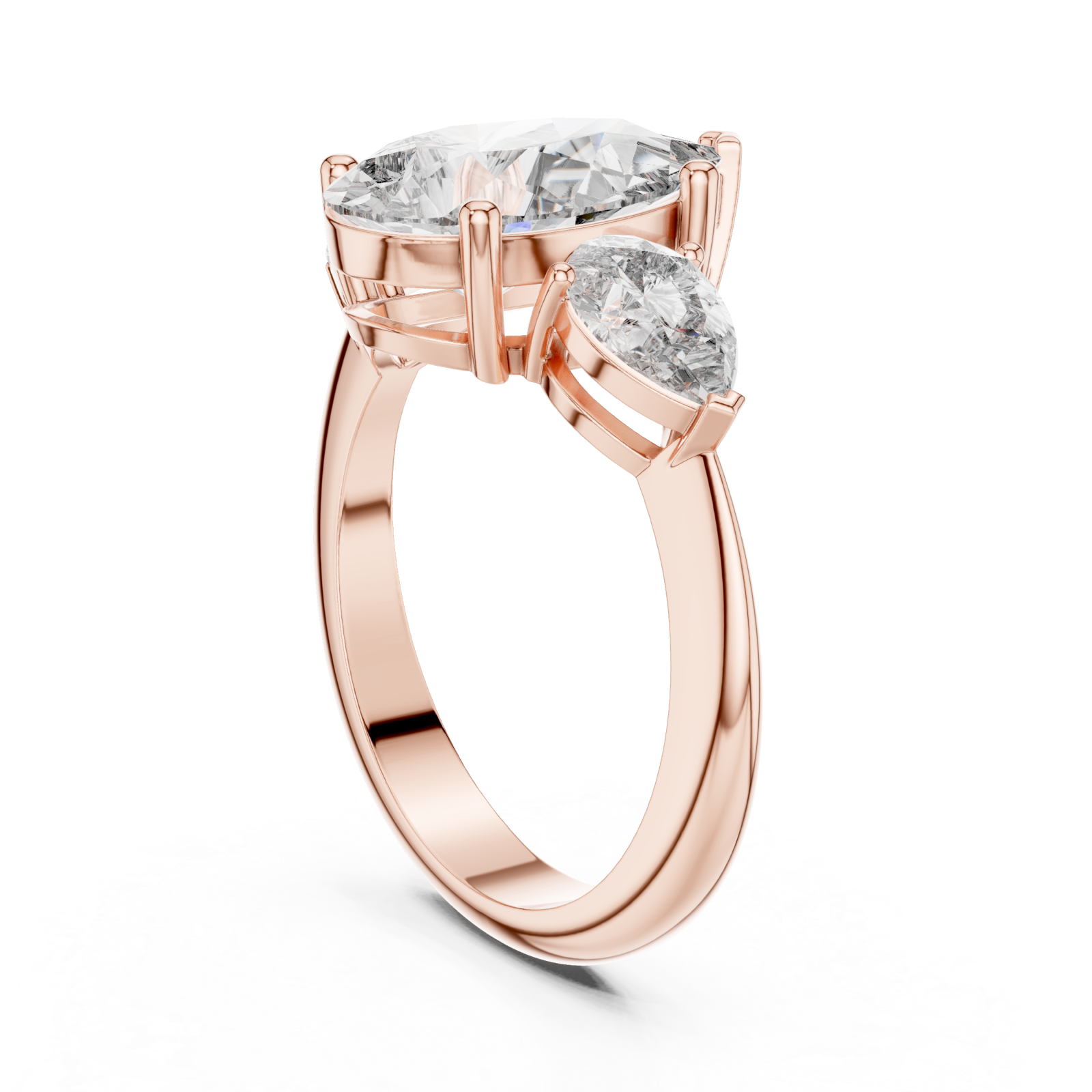  Rose Gold Lustrous Pear Crest Statement Band Left View