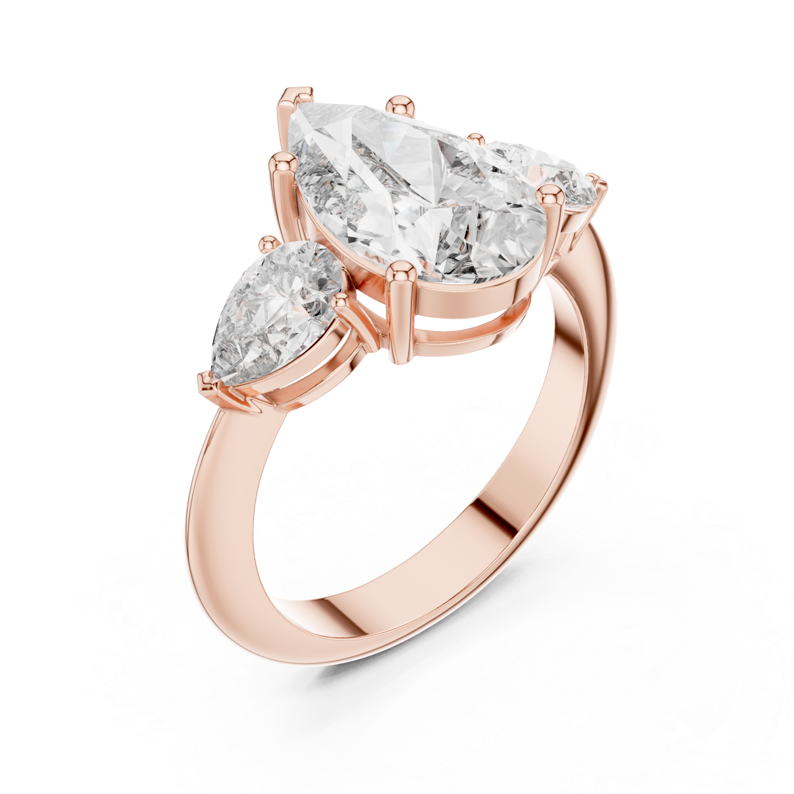  Rose Gold Lustrous Pear Crest Statement Band Right View