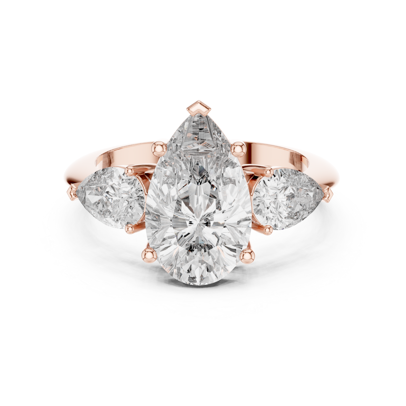  Rose Gold Lustrous Pear Crest Statement Band Front View