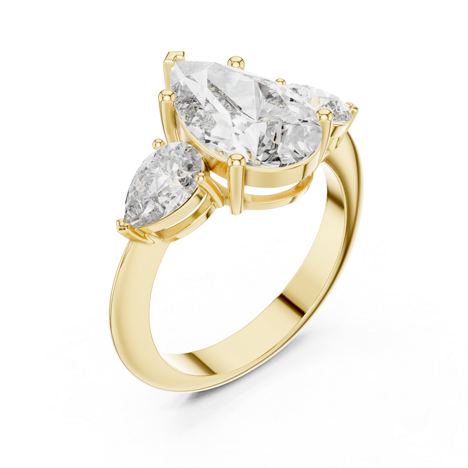 Gold Lustrous Pear Crest Statement Band Right View