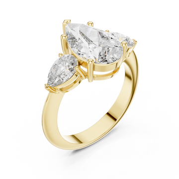 Gold Lustrous Pear Crest Statement Band Right View
