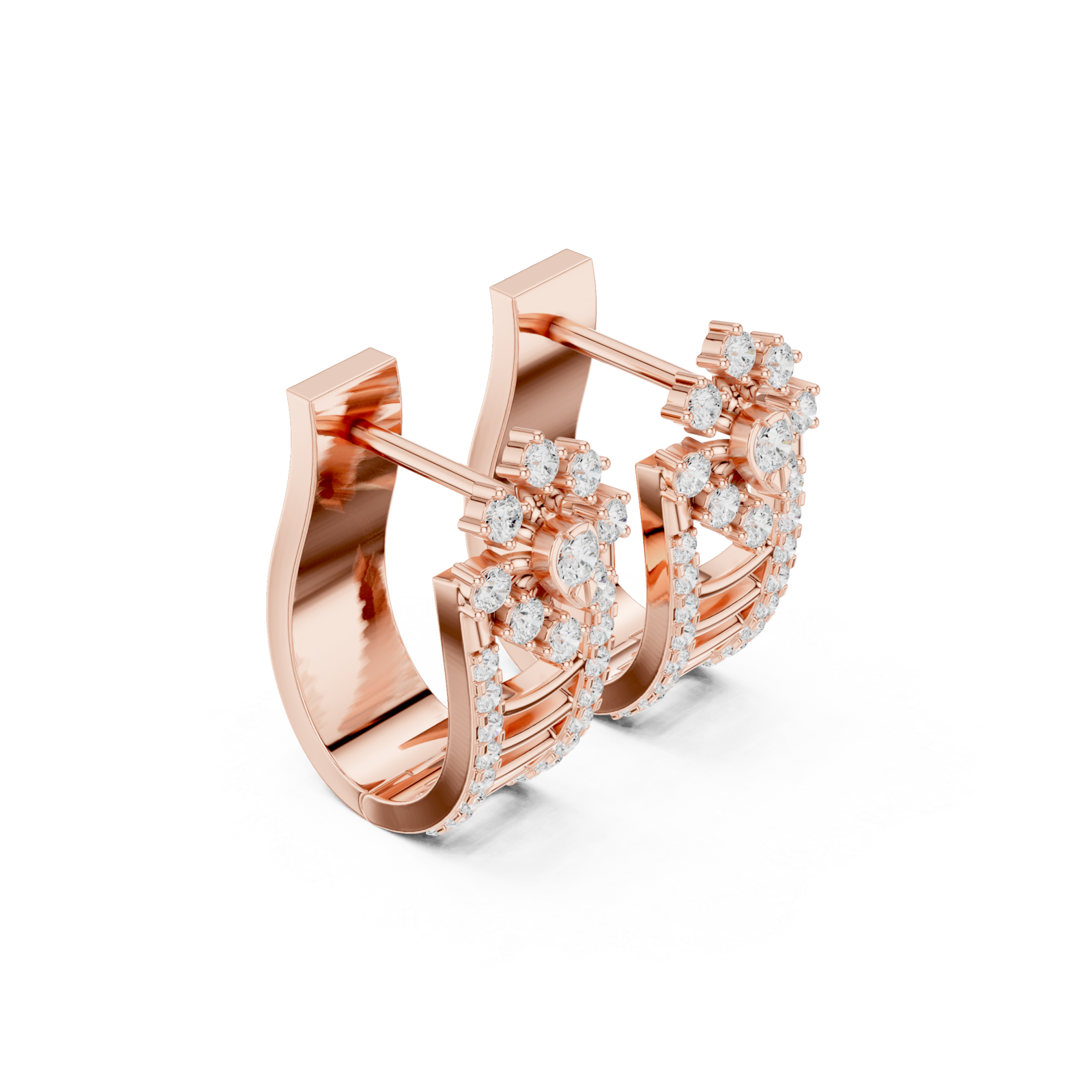  Rose Gold Graceful Petals Studs Left View