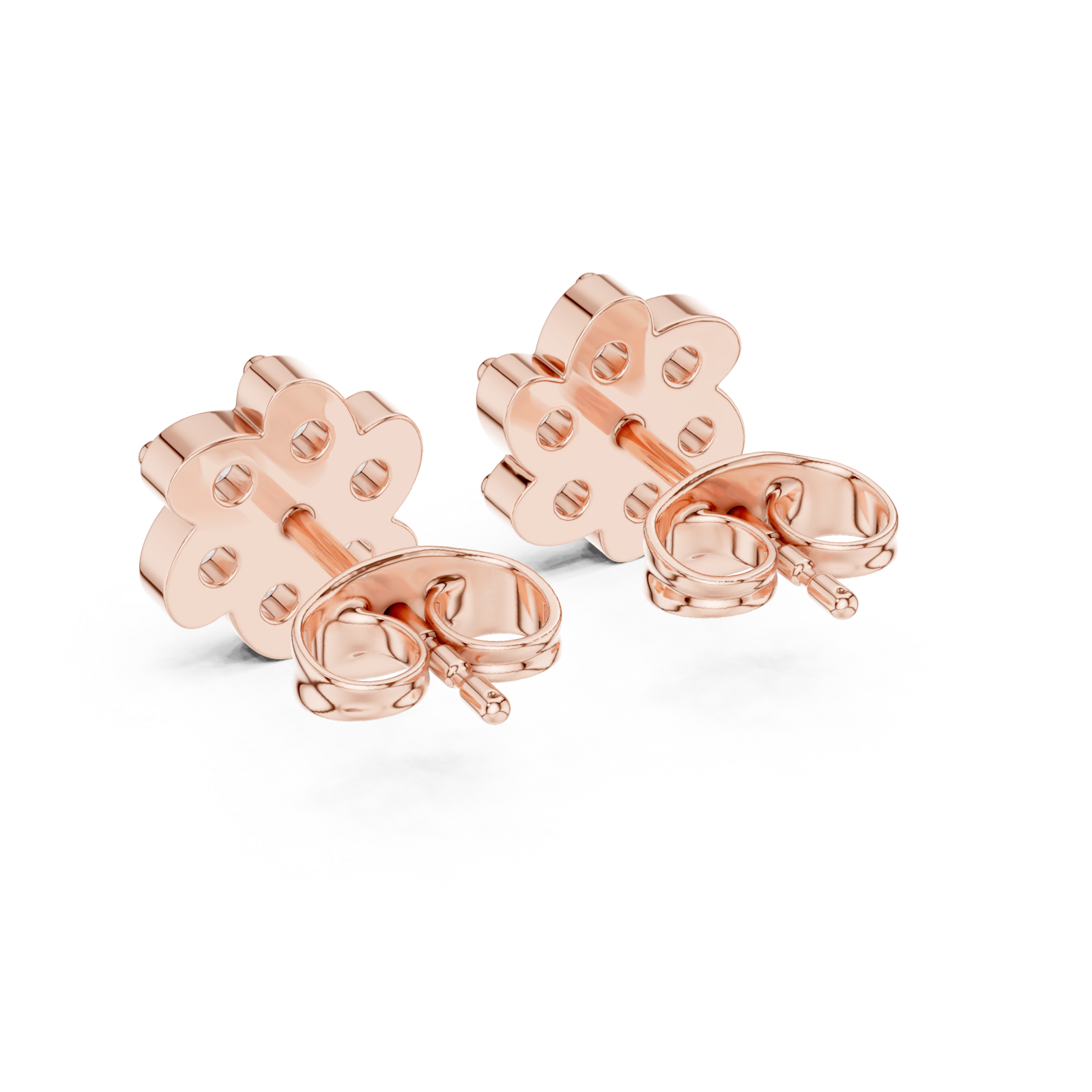  Rose Gold Graceful Petals Studs Side View
