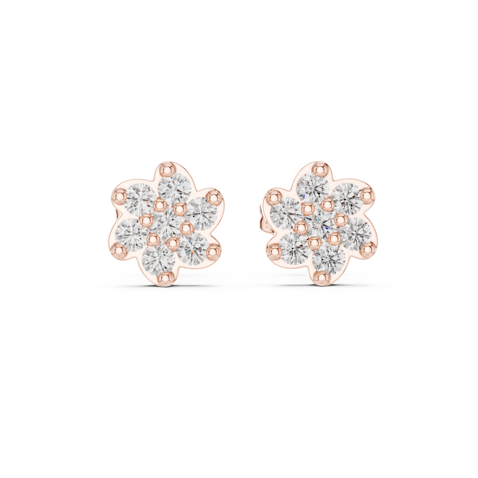  Rose Gold Graceful Petals Studs Front View