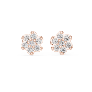  Rose Gold Graceful Petals Studs Front View