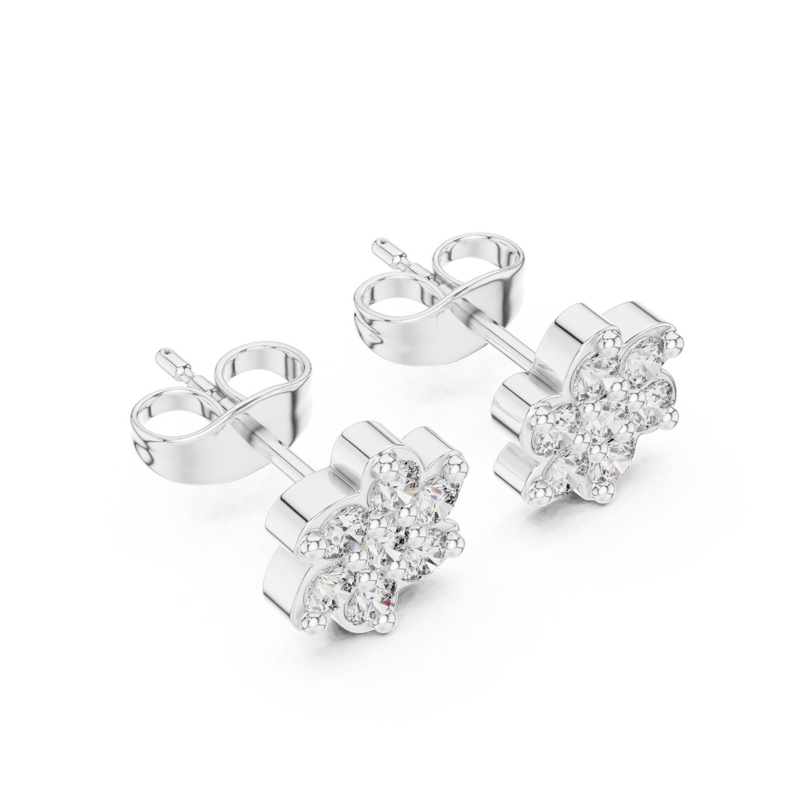  White Gold Graceful Petals Studs Right View