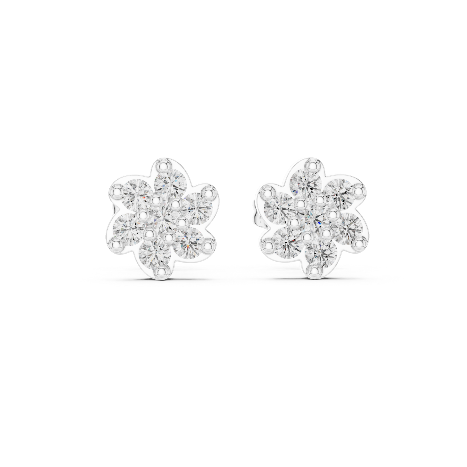  White Gold Graceful Petals Studs Front View