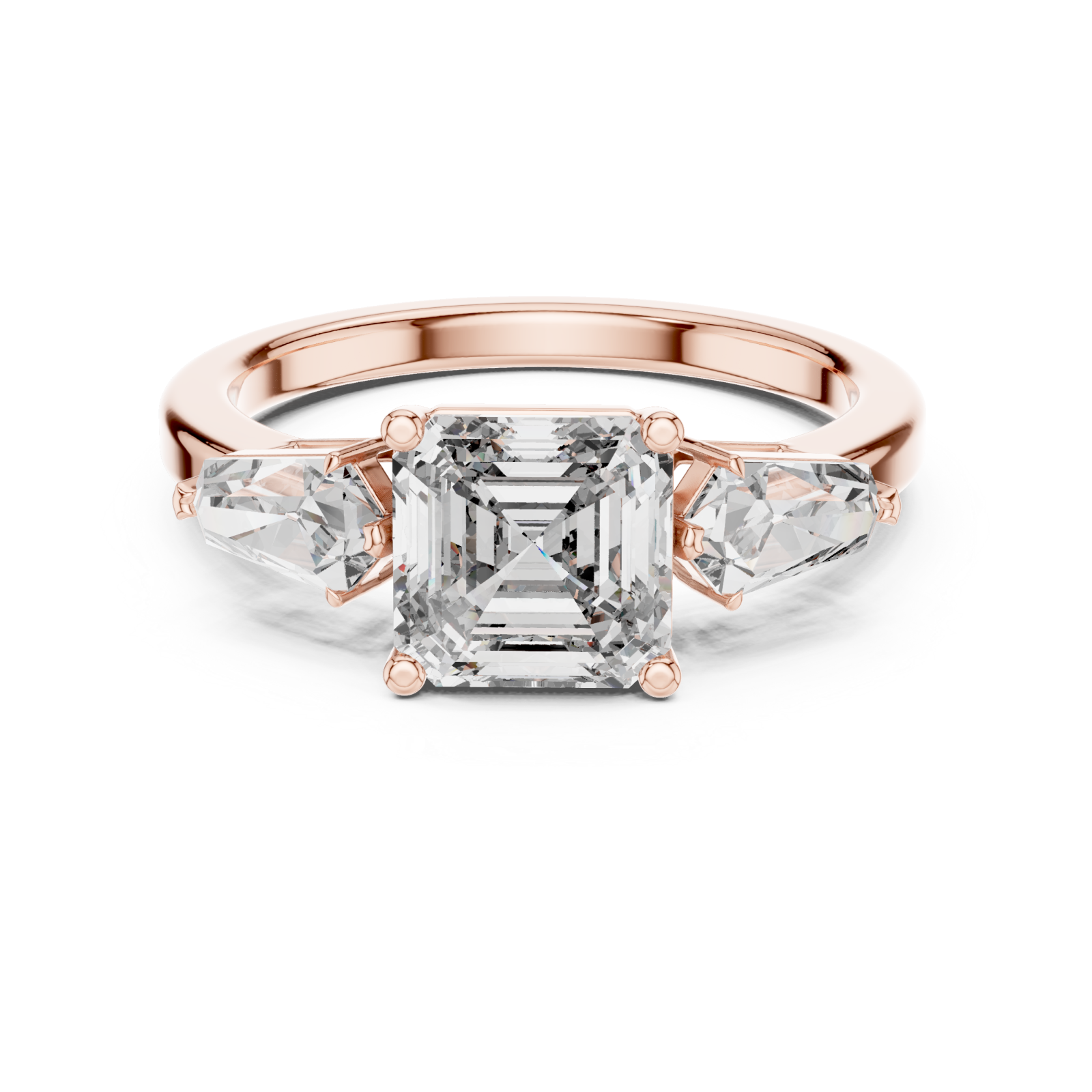  Rose Gold Elegant Radiance Trio Ring Front View
