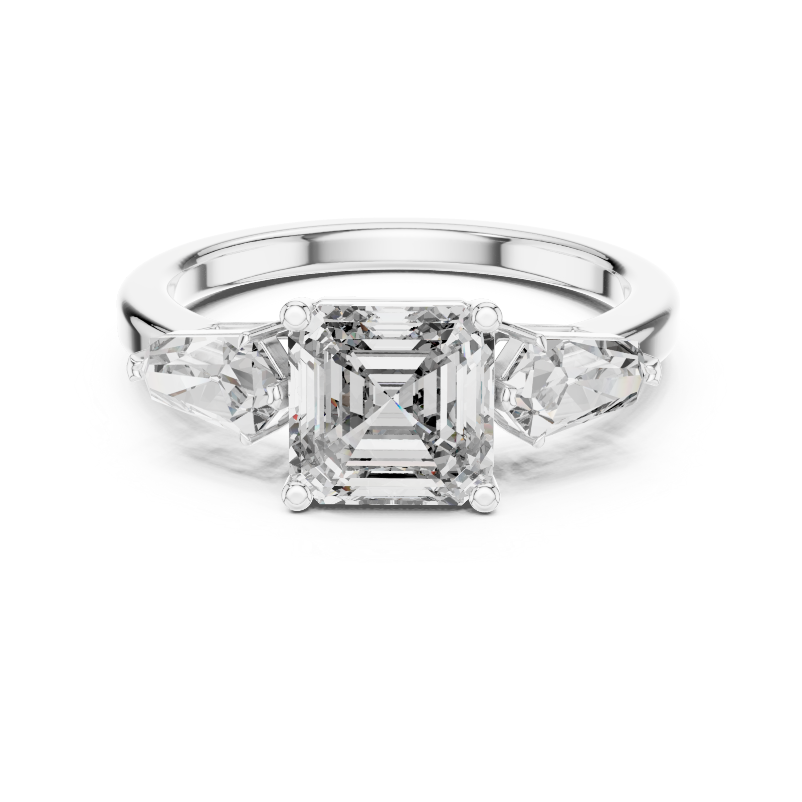  White Gold Elegant Radiance Trio Ring Front View