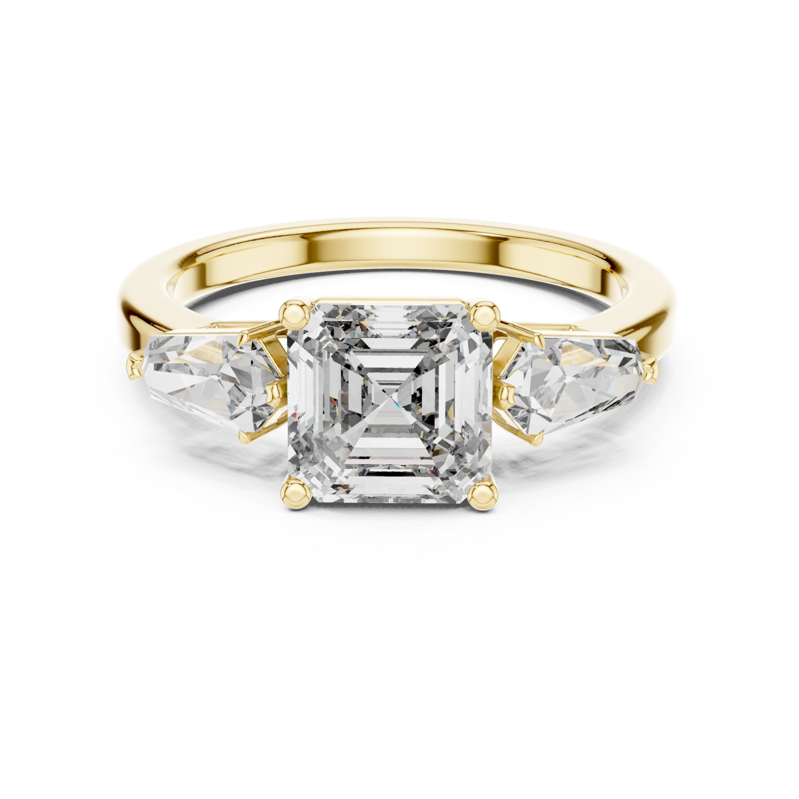  Gold Elegant Radiance Trio Ring Front View