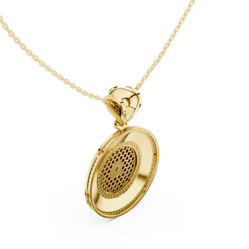 Gold Ornate Mirage Round Pendant Necklace Right View