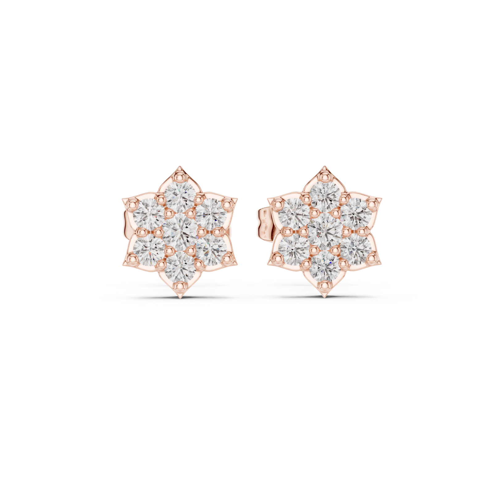  Rose Gold Celestial Harmony Petite Cluster Earrings Front View